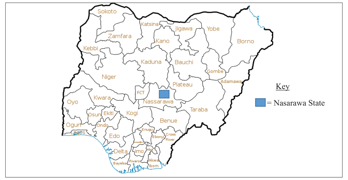Figure 2 .  Map of Nigeria showing Nasarawa State.